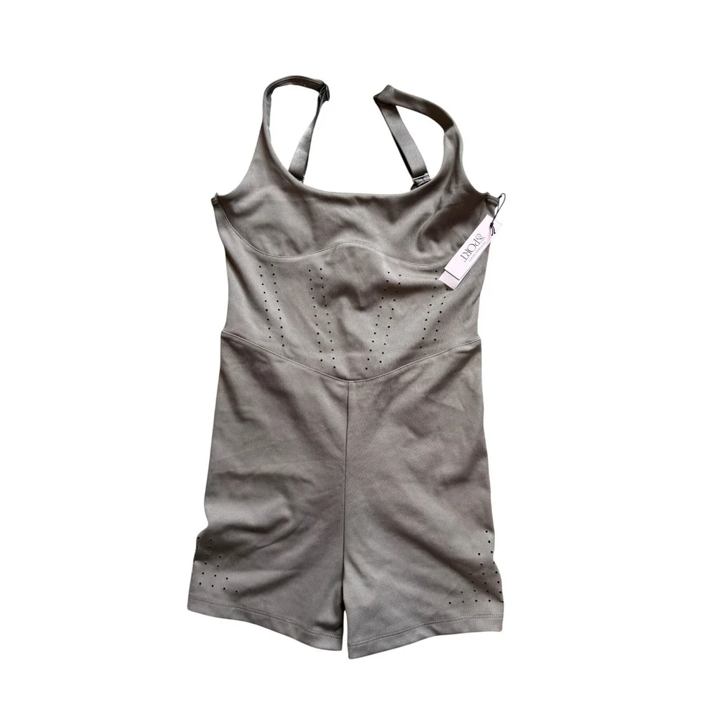 Victorias Secret Sport Bodysuit Romper Taupe Brown Laser Cut Perforated NWT